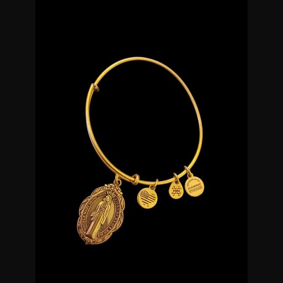 Alex And Ani Mother Mary Gold Tone Retired OSFM Bracelet - Picture 2 of 5